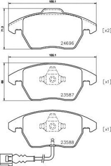 Тормозные колодки зад. Caddy/CC/Golf 04- PAGID HELLA 8DB355023-161