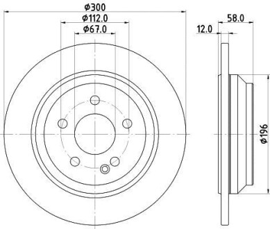 Диск гальмівний з покриттям PRO; задн. PAGID HELLA 8DD355122-441