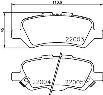 Колодки гальмівні дискові комплект; задн. PAGID HELLA 8DB355023-051