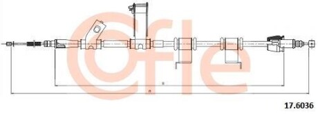 Трос стояночного тормоза COFLE 17.6036