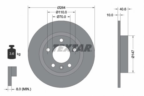 Гальмівний диск (TMD) TEXTAR 92186403 (фото 1)