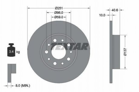 Гальмівний диск (TMD) TEXTAR 92244303 (фото 1)