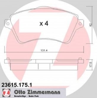 Колодки тормозные ZIMMERMANN 23615.175.1 (фото 1)