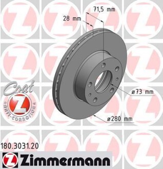 Диск гальмівний ZIMMERMANN 180.3031.20