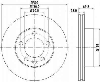 Тормозной диск перед. Master/Movano 10- (302mm) PAGID HELLA 8DD355117-121 (фото 1)