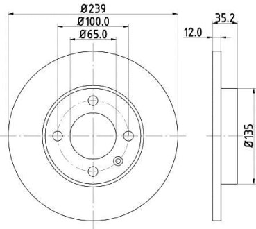 Гальмівний диск пер. Caddy/Golf/Passat 74-02 PAGID HELLA 8DD355100-131