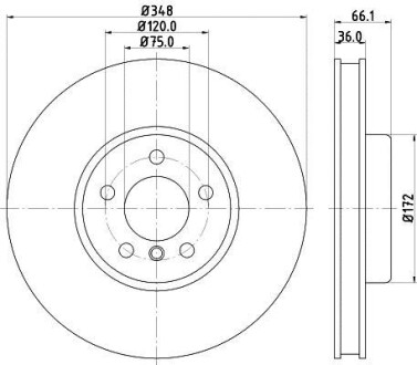 Диск гальмівний з покриттям PRO; передн., прав. PAGID HELLA 8DD 355 119-271