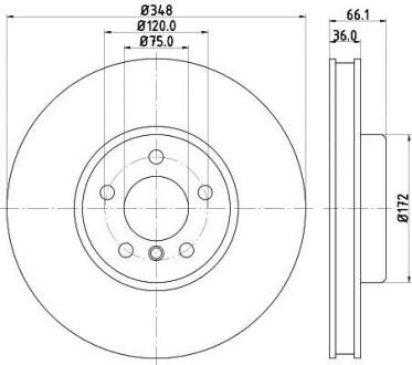 Диск гальмівний з покриттям PRO; передн., лів. PAGID HELLA 8DD 355 119-261