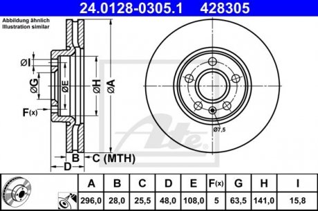 Тормозной диск ATE 24.0128-0305.1