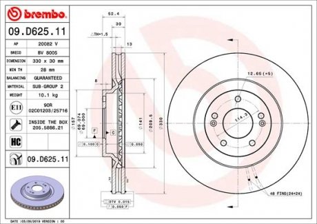Тормозной диск BREMBO 09.D625.11
