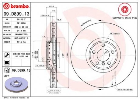 Тормозной диск BREMBO 09.D899.13