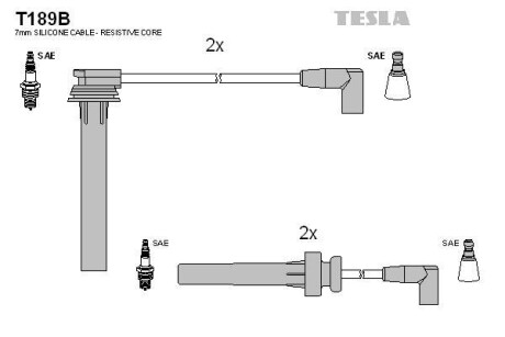 Комплект высоковольтных проводов TESLA T189B