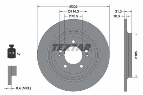 Гальмівний диск (TMD) TEXTAR 92294803