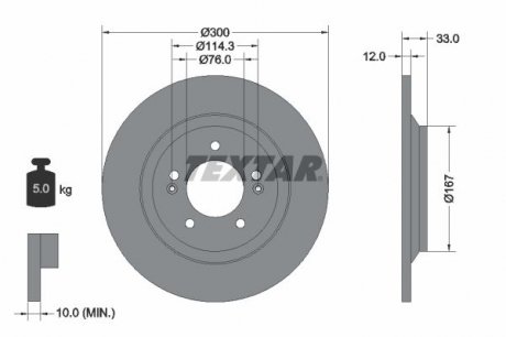 Гальмівний диск (TMD) TEXTAR 92296303 (фото 1)