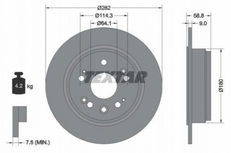 Гальмівний диск (TMD) TEXTAR 92165703 (фото 1)
