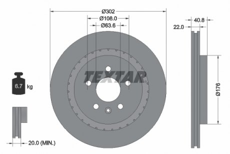 Гальмівний диск (TMD) TEXTAR 92168305 (фото 1)