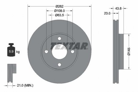 Гальмівний диск (TMD) TEXTAR 92292703
