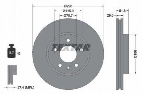Гальмівний диск (TMD) TEXTAR 92165405