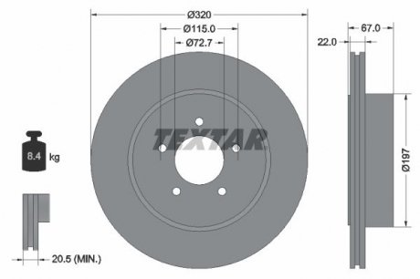 Гальмівний диск (TMD) TEXTAR 92177205
