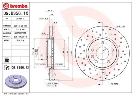 Тормозные диски BREMBO 09.B356.1X