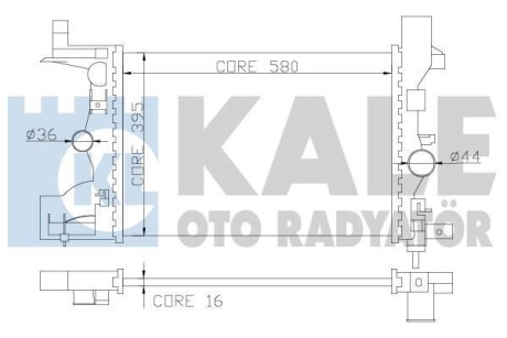 Радиатор охлаждения Chevrolet Cruze 1.6, 1.8 (09-), Orlando (10-) 1.8i, Astra J (10-) 1.4i, 1.6i, 1.8i МКПП KALE OTO RADYATOR 349200