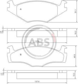 Колодки тормозные перед. Caddy/Cordoba/Golf/Ibiza/Jetta (81-03) A.B.S A.B.S. 36536