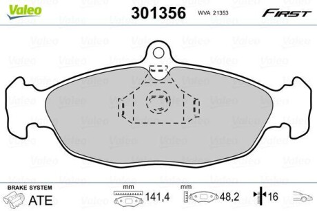 Гальмівні колодки дискові DAEWOO/OPEL Lanos/AstraF/Combo/CorsaAB/KadettE/VectraA "1,0-1,8 "F "82>> VALEO 301356