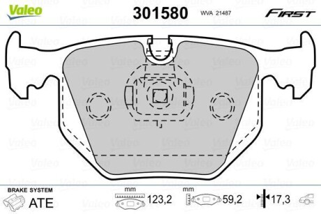 Гальмівні колодки дискові ALPINA/BMW/LANDROVER D3/3/5/7/X3/X5/Z4/Z8/RangeRover "2,0-5,6 "R "90-13 VALEO 301580