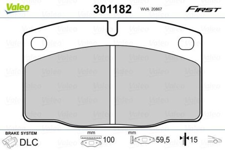 Гальмівні колодки дискові OPEL AsconaBC/CorsaA/KadettDE/MantaB/OmegaA/RekordE/VectraA "F "75-95 VALEO 301182