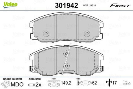 Гальмівні колодки дискові CHEVROLET/OPEL Captiva/Antara "2,0-3,2 "F "06>> VALEO 301942