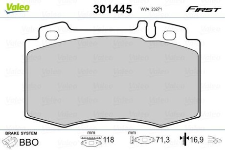 Гальмівні колодки дискові MERCEDES M-Class/S-Class/SL "2,7-6,0 "F "92-06 VALEO 301445