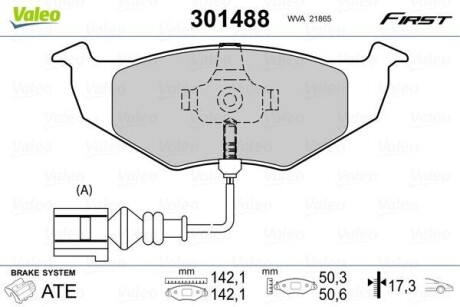 Гальмівні колодки дискові VAG Arosa/Fabia/Fox/Polo "1,0-1,9 "F "94>> VALEO 301488