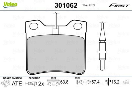 Гальмівні колодки дискові MERCEDES V-Class/Vito "2,0-2,8 "R "96-03 VALEO 301062