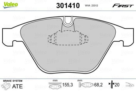 Гальмівні колодки дискові BMW 1/2/3/5/6/7/X1/Z4 "2,0-6,0 "F "01-15 VALEO 301410