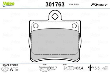 Гальмівні колодки дискові MERCEDES C-Class "1,8-2,5 "R "93-00 VALEO 301763