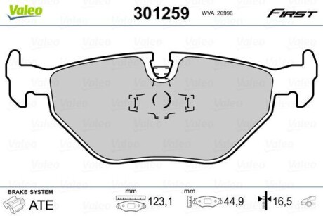 Гальмівні колодки дискові BMW 3/5/7/Z3 "1,8-5,0 "R "86-03 VALEO 301259