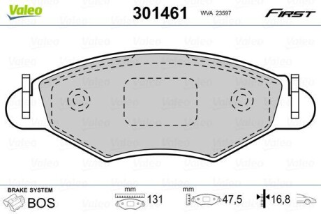 Гальмівні колодки дискові PEUGEOT 206 "1,1-1,9 "F "98>> VALEO 301461