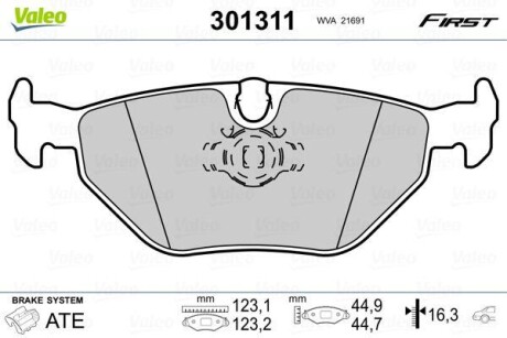 Гальмівні колодки дискові BMW 5(E39) "2,0-4,4 "R "95-04 VALEO 301311