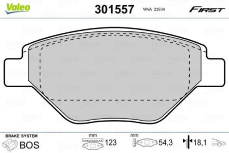 Гальмівні колодки дискові RENAULT Megane "1,4 "F "02>> VALEO 301557