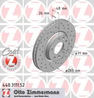 Диск тормозной ZIMMERMANN 440.3111.52