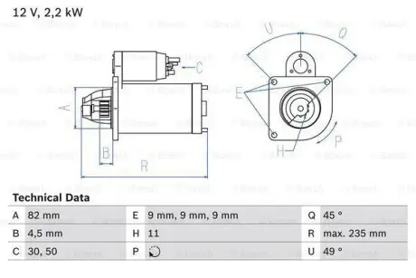 Стартер BOSCH 0 986 025 550