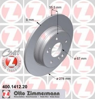 Тормозной диск зад W210 (20,23,24,29,30) W202 (18 ZIMMERMANN 400141220 (фото 1)