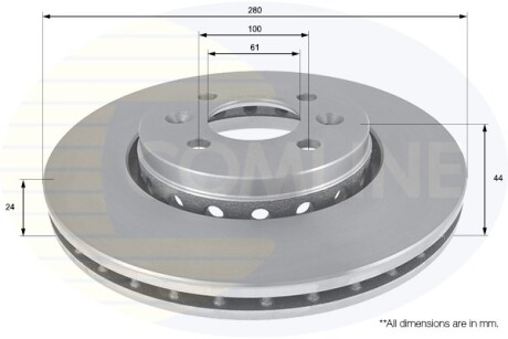- Диск гальмівний вентильований з покриттям Гальмівна система COMLINE ADC2720V