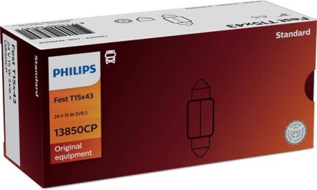 Автолампа 15 W, 24 V прозора PHILIPS 13850CP