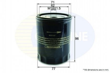 - Фільтр оливи (аналогWL7087/OC81) Фільтри COMLINE EOF035 (фото 1)