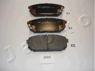 Колодки тормозные дисковые задние Kia Sorento i 2.4- 3.5 (02-) JAPKO 51K03