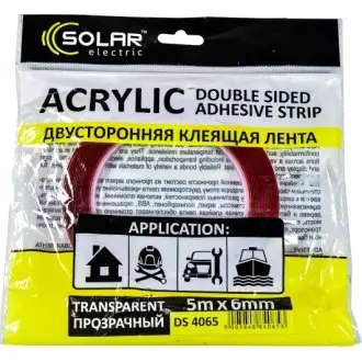 Скотч двосторонній 6 мм x 5 м SOLAR DS4065