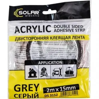 Скотч двосторонній 15 мм x 2 м SOLAR DS3152