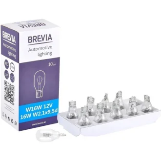 Автолампа Brevia W16W W2,1x9,5d 16 W прозора BREVIA HALOGEN 12333C