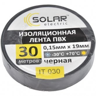 Ізоляційна стрічка ПВХ 19 мм х 30 м SOLAR IT030 (фото 1)